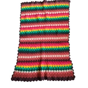Vintage Boho Granny Handmade Afghan Yarn Weave Crochet‎ Rectangle Throw Blanket